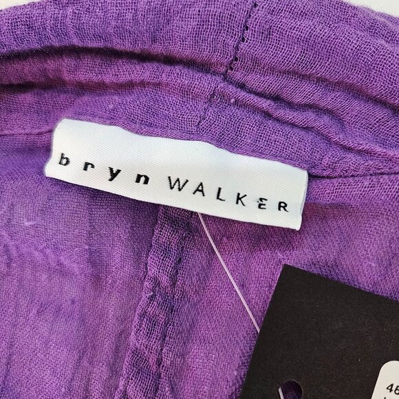 NEW Bryn Walker Isabella Aurora Gauze Top Jacket 3X Purple Cotton Tie Front Boho - Picture 10 of 15
